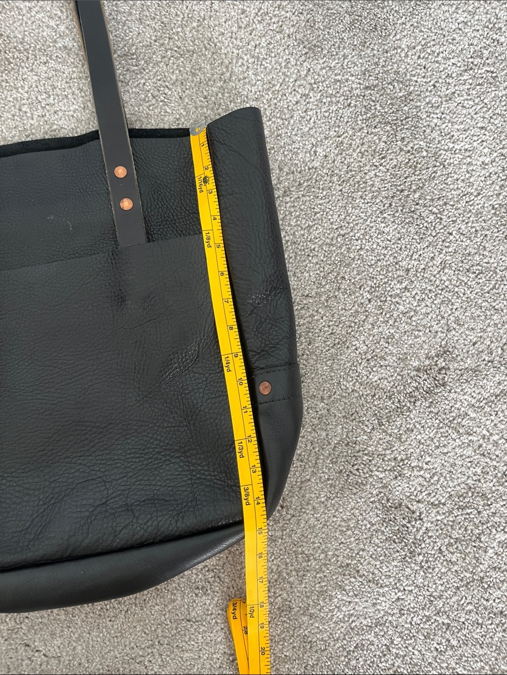 KMM & CO Black Leather Tote with Copper Stud Details - Picture 12 of 13